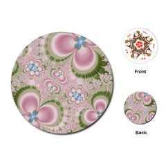 Pastel Pink Abstract Floral Print Pattern Playing Cards Single Design (round) by SpinnyChairDesigns