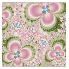 Pastel Pink Abstract Floral Print Pattern Large Satin Scarf (square) by SpinnyChairDesigns