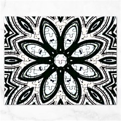 Black And White Floral Print Pattern Rectangular Jigsaw Puzzl by SpinnyChairDesigns