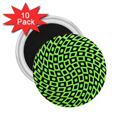 Abstract Black And Green Checkered Pattern 2 25  Magnets (10 Pack)  by SpinnyChairDesigns