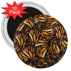 Monarch Butterfly Wings Pattern 3  Magnets (10 Pack)  by SpinnyChairDesigns