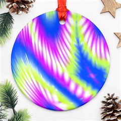 Colorful Blue Purple Pastel Tie Dye Pattern Round Ornament (two Sides) by SpinnyChairDesigns