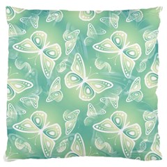 Turquoise Light Green Butterfly Pattern Standard Flano Cushion Case (two Sides) by SpinnyChairDesigns