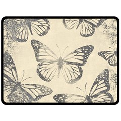 Vintage Ink Stamp On Paper Monarch Butterfly Double Sided Fleece Blanket (large)  by SpinnyChairDesigns