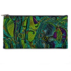 Jungle Print Green Abstract Pattern Pencil Case by SpinnyChairDesigns