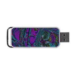 Purple Teal Abstract Jungle Print Pattern Portable Usb Flash (two Sides) by SpinnyChairDesigns