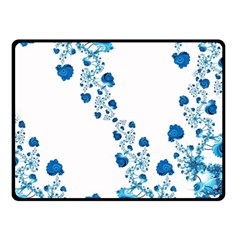 Abstract Blue Flowers On White Fleece Blanket (small) by SpinnyChairDesigns