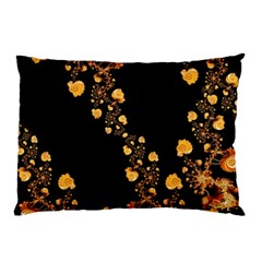 Abstract Gold Yellow Roses On Black Pillow Case (two Sides) by SpinnyChairDesigns