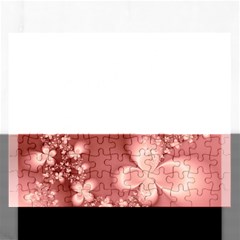 Tea Rose Colored Floral Pattern Rectangular Jigsaw Puzzl by SpinnyChairDesigns