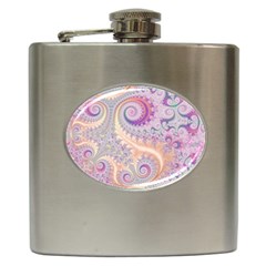 Pastel Pink Intricate Swirls Spirals  Hip Flask (6 Oz) by SpinnyChairDesigns