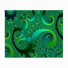 Green Floral Fern Swirls And Spirals Small Glasses Cloth by SpinnyChairDesigns