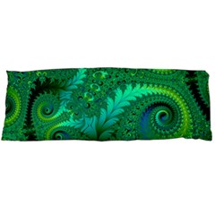 Green Floral Fern Swirls And Spirals Body Pillow Case (dakimakura) by SpinnyChairDesigns