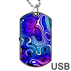 Blue Purple Abstract Stripes Dog Tag Usb Flash (two Sides) by SpinnyChairDesigns