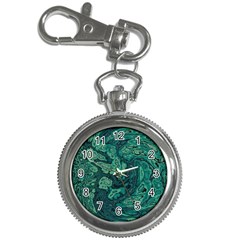 Dark Green Marbled Texture Key Chain Watches by SpinnyChairDesigns