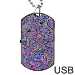 Colorful Marbled Paint Texture Dog Tag Usb Flash (two Sides) by SpinnyChairDesigns