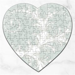 Mint Cream And White Intricate Swirl Spiral Jigsaw Puzzle (heart) by SpinnyChairDesigns