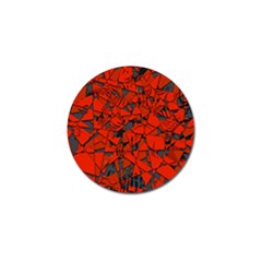 Red Grey Abstract Grunge Pattern Golf Ball Marker by SpinnyChairDesigns