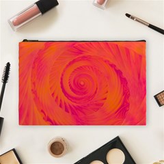 Pink And Orange Swirl Cosmetic Bag (large) by SpinnyChairDesigns