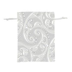 White Abstract Paisley Pattern Lightweight Drawstring Pouch (m) by SpinnyChairDesigns