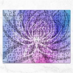 Watercolor Blue Purple Floral Pattern Rectangular Jigsaw Puzzl by SpinnyChairDesigns