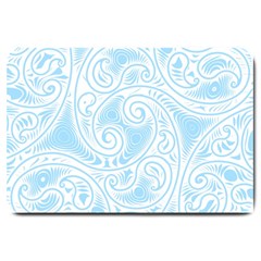 Light Blue And White Abstract Paisley Large Doormat  by SpinnyChairDesigns