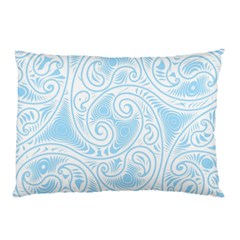 Light Blue And White Abstract Paisley Pillow Case by SpinnyChairDesigns