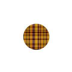 Madras Plaid Yellow Gold 1  Mini Buttons by SpinnyChairDesigns