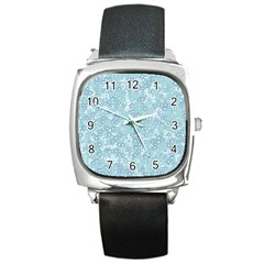 Light Blue Wildflowers Square Metal Watch by SpinnyChairDesigns