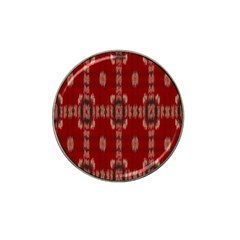 Red Grey Ikat Pattern Hat Clip Ball Marker by SpinnyChairDesigns