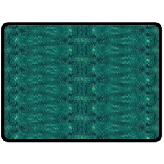 Teal Ikat Pattern Fleece Blanket (large)  by SpinnyChairDesigns