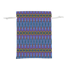 Purple Blue Ikat Stripes Lightweight Drawstring Pouch (l)