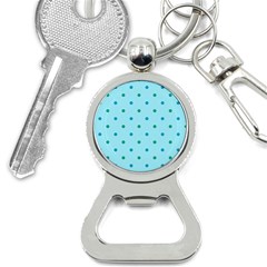 Blue Teal Green Polka Dots Bottle Opener Key Chain by SpinnyChairDesigns