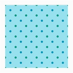 Blue Teal Green Polka Dots Medium Glasses Cloth by SpinnyChairDesigns