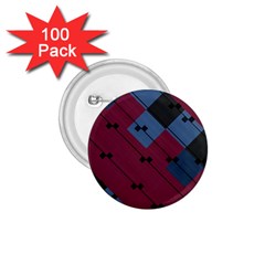 Burgundy Black Blue Abstract Check Pattern 1 75  Buttons (100 Pack) 