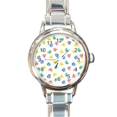 Cute Cartoon Germs Viruses Microbes Round Italian Charm Watch by SpinnyChairDesigns