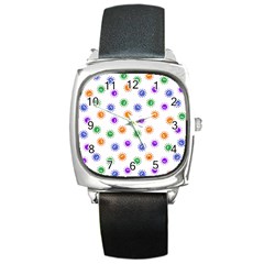 Cartoon Corona Virus Covid 19 Square Metal Watch by SpinnyChairDesigns