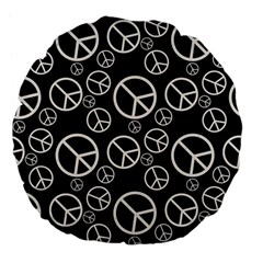 Black And White Peace Symbols Large 18  Premium Flano Round Cushions by SpinnyChairDesigns