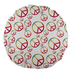 Colorful Rainbow Peace Symbols Large 18  Premium Flano Round Cushions by SpinnyChairDesigns