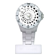 Abstract Black And White Polka Dots Plastic Nurses Watch