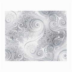 White Silver Swirls Pattern Small Glasses Cloth (2 Sides) by SpinnyChairDesigns