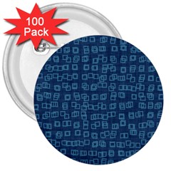 Blue Abstract Checks Pattern 3  Buttons (100 Pack)  by SpinnyChairDesigns