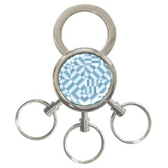 Truchet Tiles Blue White 3-ring Key Chain by SpinnyChairDesigns