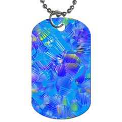 Blue Abstract Floral Paint Brush Strokes Dog Tag (one Side) by SpinnyChairDesigns