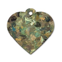 Earth Colors Abstract Art Dog Tag Heart (one Side) by SpinnyChairDesigns