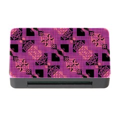 Fuchsia Black Abstract Checkered Stripes  Memory Card Reader With Cf by SpinnyChairDesigns