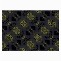 Grey Green Black Abstract Checkered Stripes Large Glasses Cloth by SpinnyChairDesigns