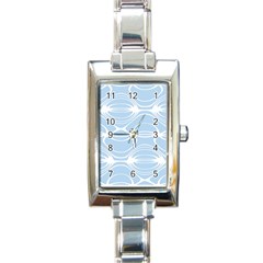 Blue And White Clam Shell Stripes Rectangle Italian Charm Watch by SpinnyChairDesigns