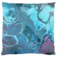 Blue Marble Abstract Art Large Cushion Case (two Sides) by SpinnyChairDesigns