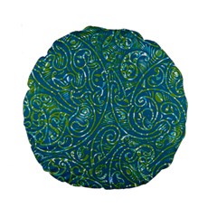 Abstract Blue Green Jungle Paisley Standard 15  Premium Round Cushions by SpinnyChairDesigns