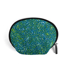 Abstract Blue Green Jungle Paisley Accessory Pouch (small) by SpinnyChairDesigns